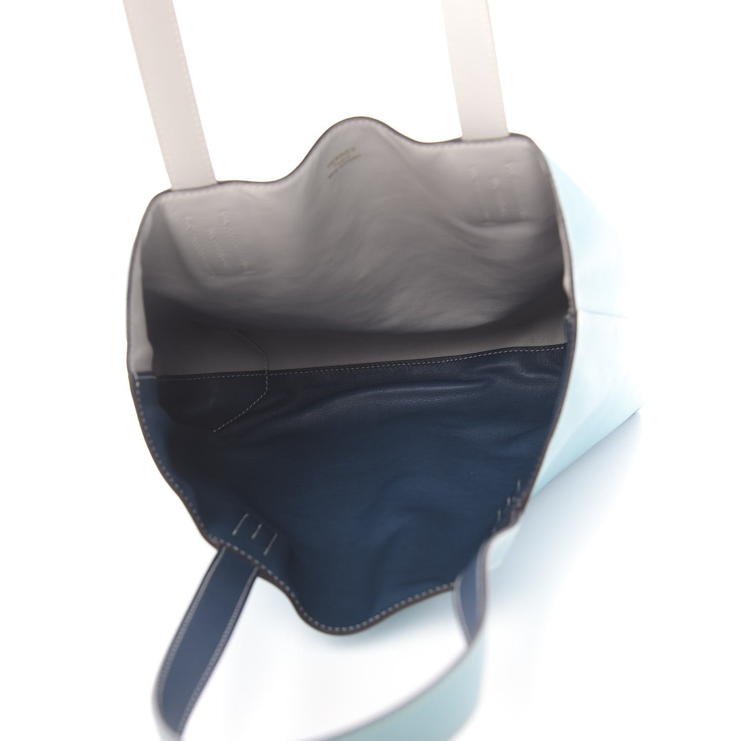 Veau Sikkim Swift Double Sens 30 Reversible Tote Gris Perle Colvert Bleu Atoll