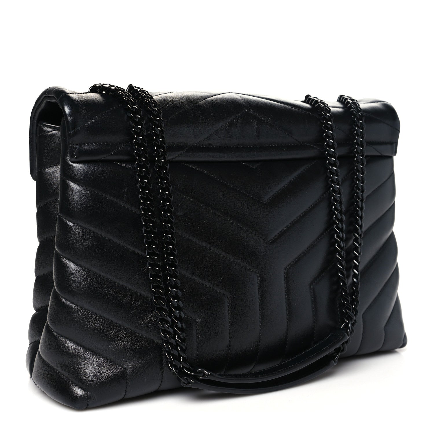 Saint Laurent Calfskin Y Quilted Monogram Monochrome Medium Loulou Chain Satchel Black 3 of 10