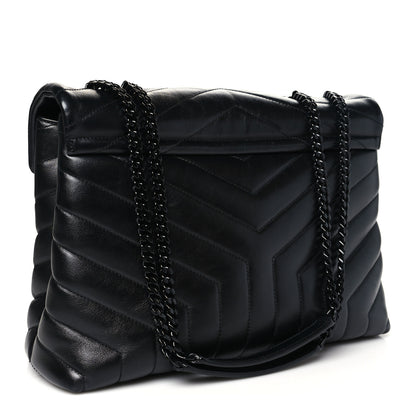 Saint Laurent Calfskin Y Quilted Monogram Monochrome Medium Loulou Chain Satchel Black 3 of 10