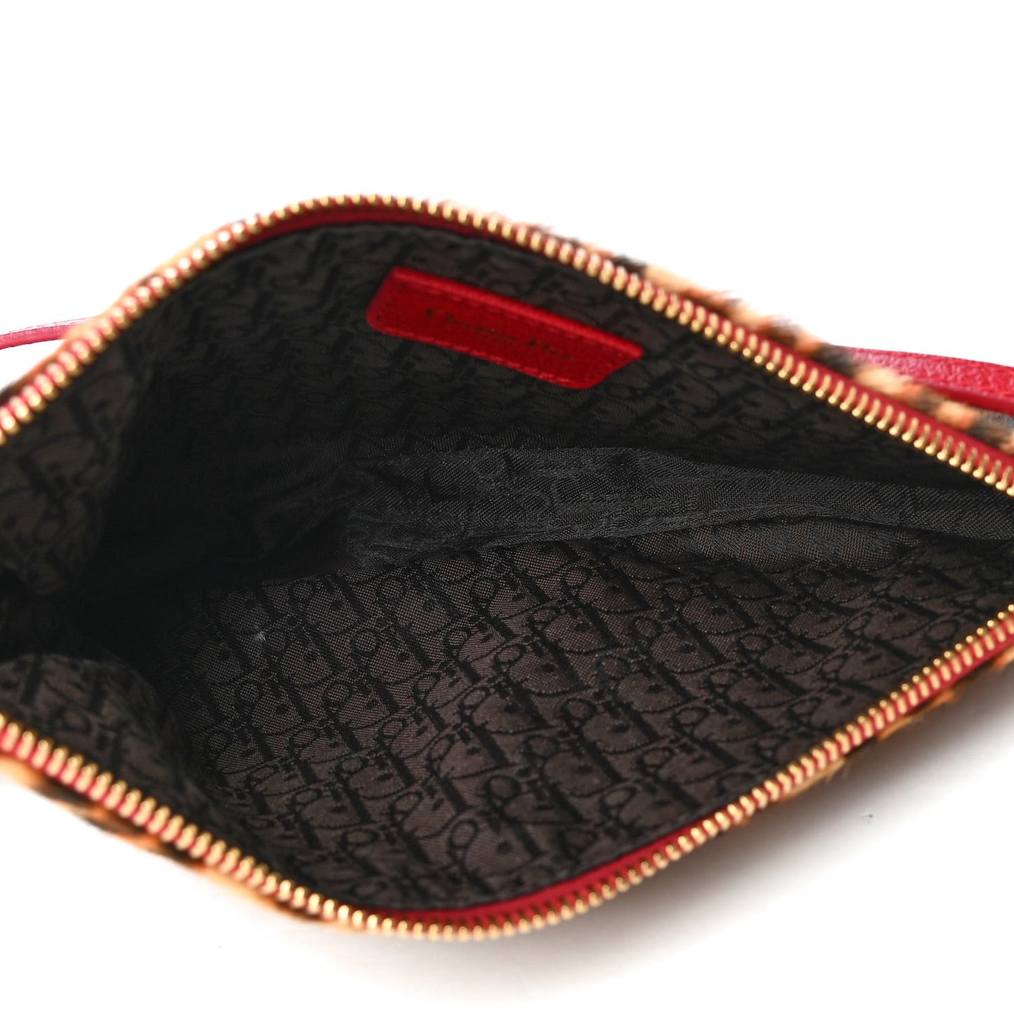 Pony Hair Leopard Mini Saddle Bag Red
