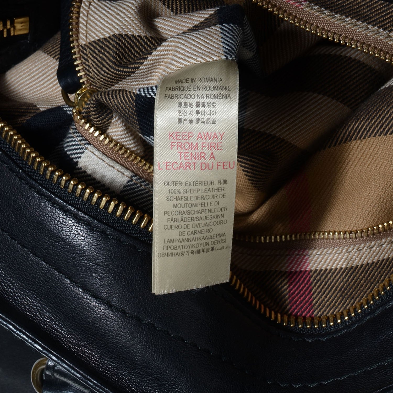 Burberry Vintage Washed Sheepskin Medium Bonington Tote Black 9 of 11