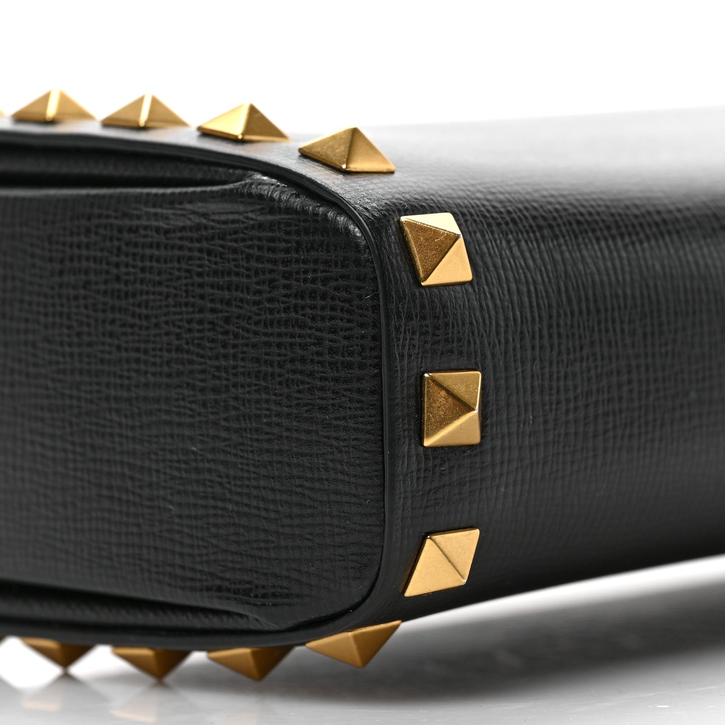Grainy Calfskin Rockstud Alcove Box Clutch Black