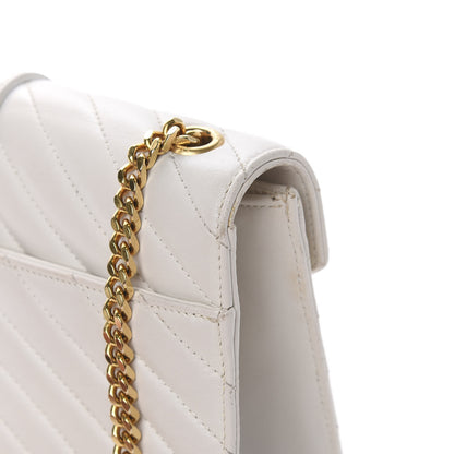 Saint Laurent Lambskin Matelasse Chevron Small Monogram Satchel Off White 12 of 21