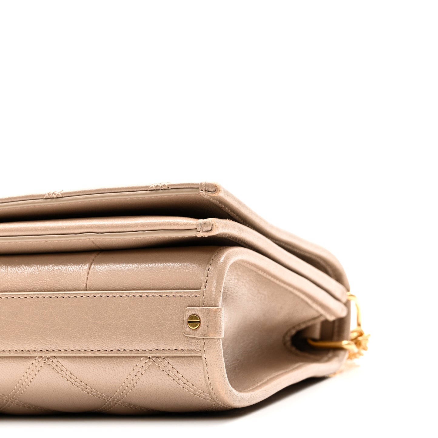 Lambskin Quilted Mini Becky Chain Bag Gold Sand