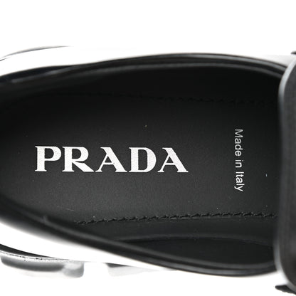 Prada Spazzolato Triangle Logo Monolith Pointy 55mm Loafers 38 Black 7 of 8