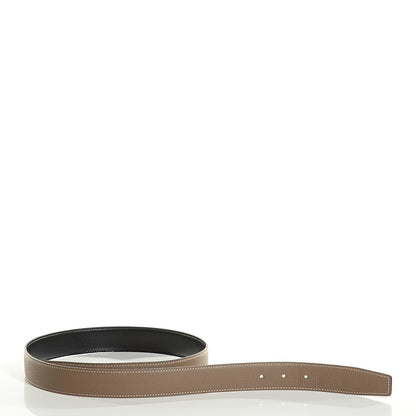 Hermes Box Togo Guilloche 32mm H Belt 85 Black Etoupe 7 of 10