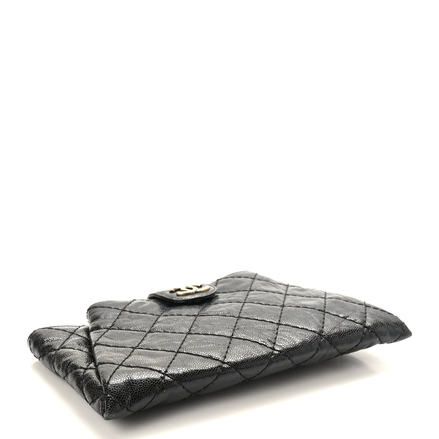 Caviar Quilted Coco Pleats Clutch Black
