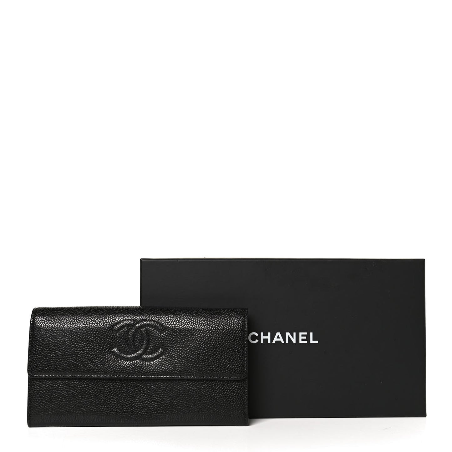 Caviar Timeless CC Large Gusset Flap Wallet Black