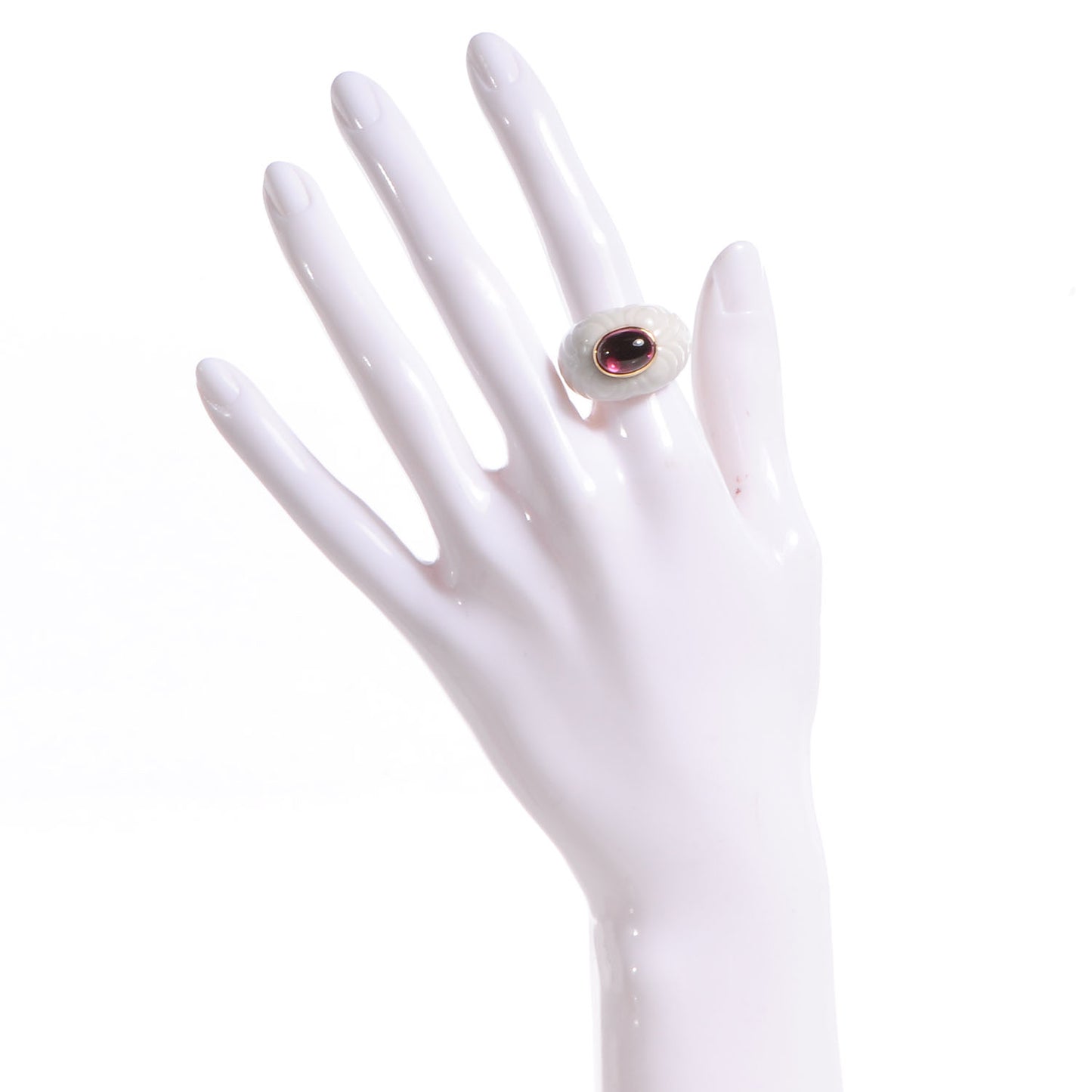 BVLGARI Porcelain 18K Gold Tourmaline Chandra Ring 5.25 Pink