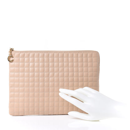 Celine Calfskin Quilted C Charm Pouch Nude 2 of 8
