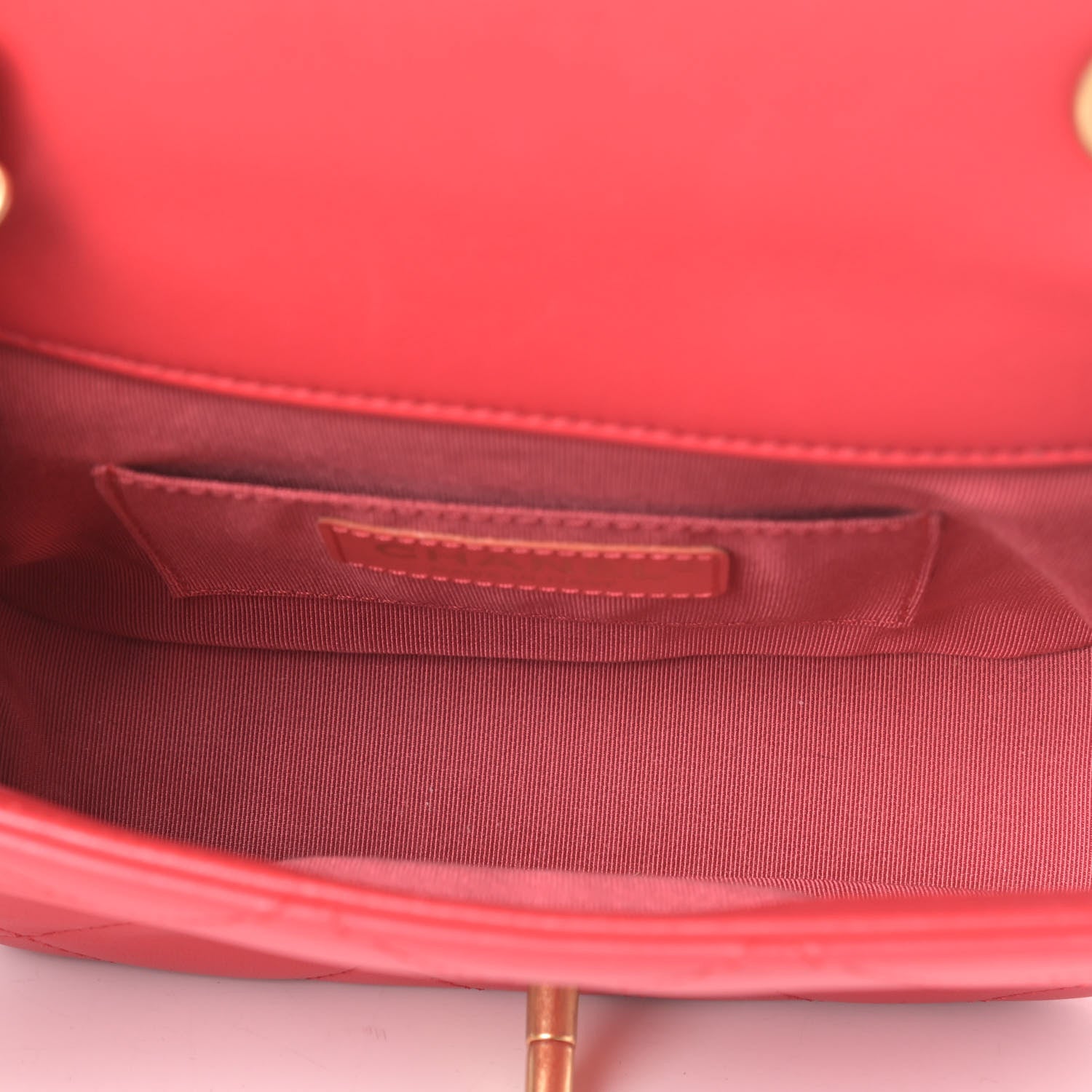 Chanel Lambskin Quilted Small Circular Handle Bag Brilliant Rouge 4 of 4