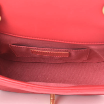 Chanel Lambskin Quilted Small Circular Handle Bag Brilliant Rouge 4 of 4