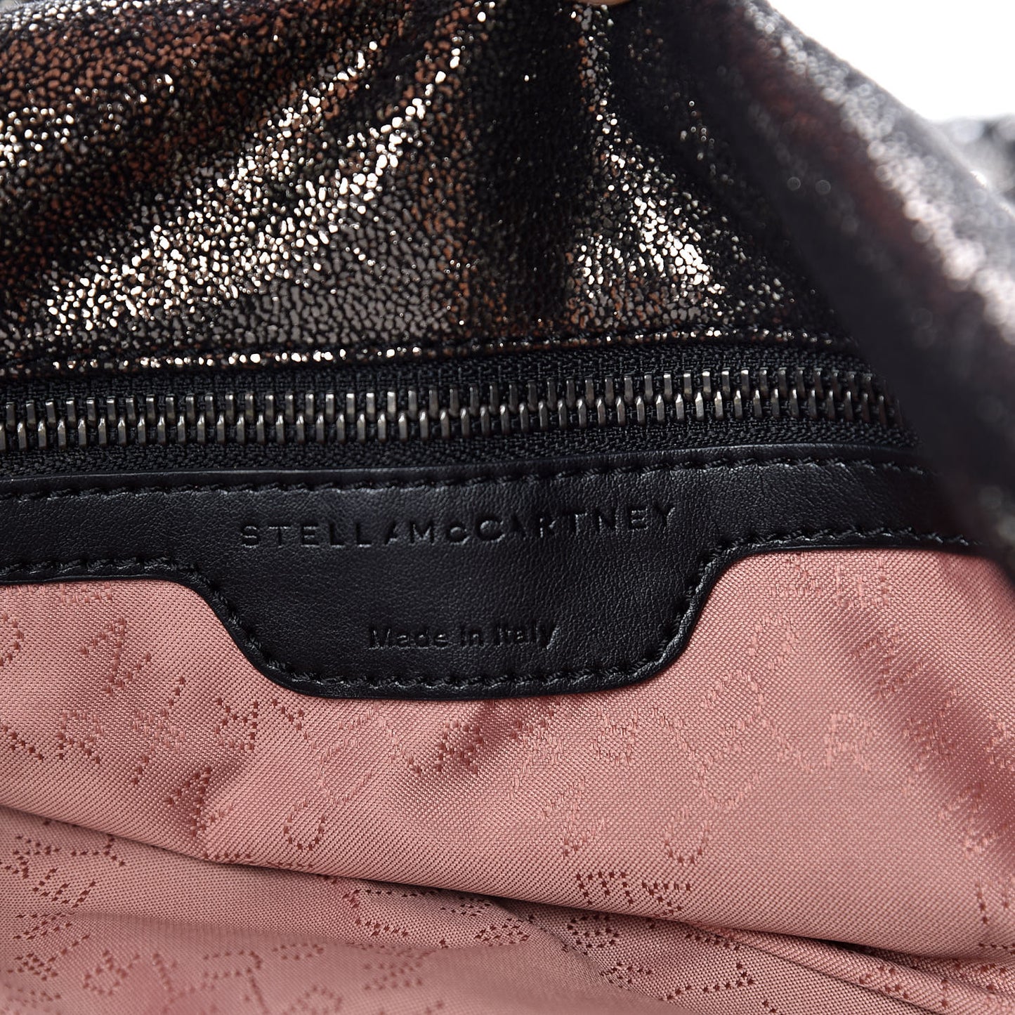 Metallic Quilted Small Falabella Tote Black