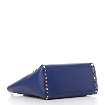 Valentino Garavani Vitello Rockstud Double Handle Tote Blu Delft 4 of 11