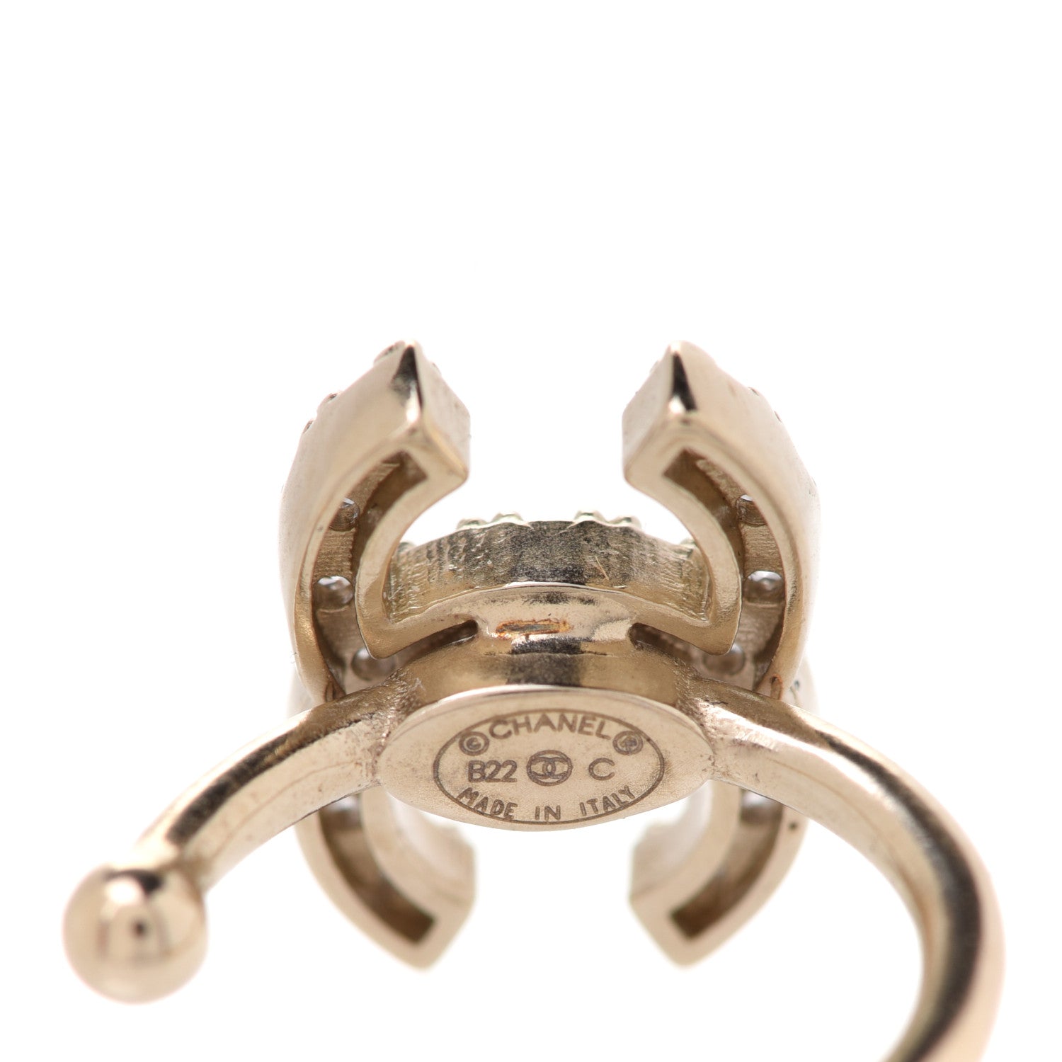 Chanel Metal Strass Lip Ring Set Gold 4 of 5