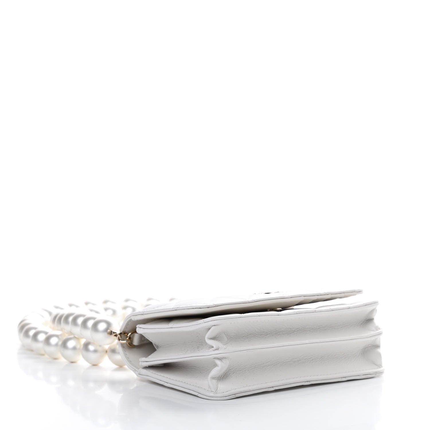 Chanel Calfskin Quilted Mini Maxi Pearls Wallet On Chain WOC White 4 of 14