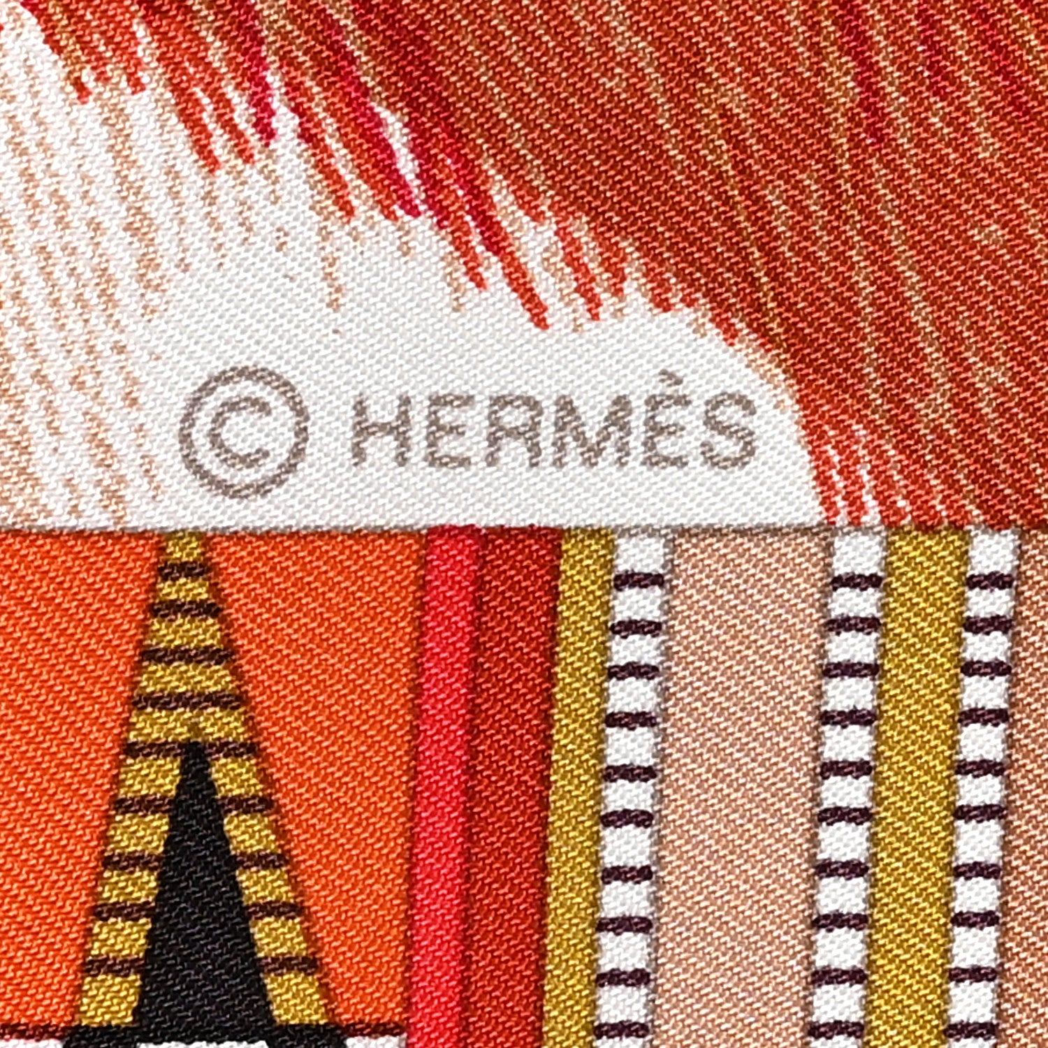 Hermes Silk Pelages et Camouflage Scarf 90 Brique Acajou Rouge H 3 of 5