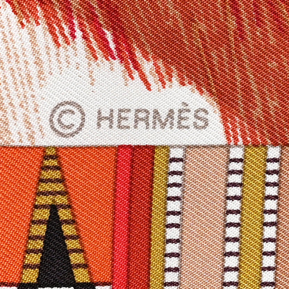 Hermes Silk Pelages et Camouflage Scarf 90 Brique Acajou Rouge H 3 of 5