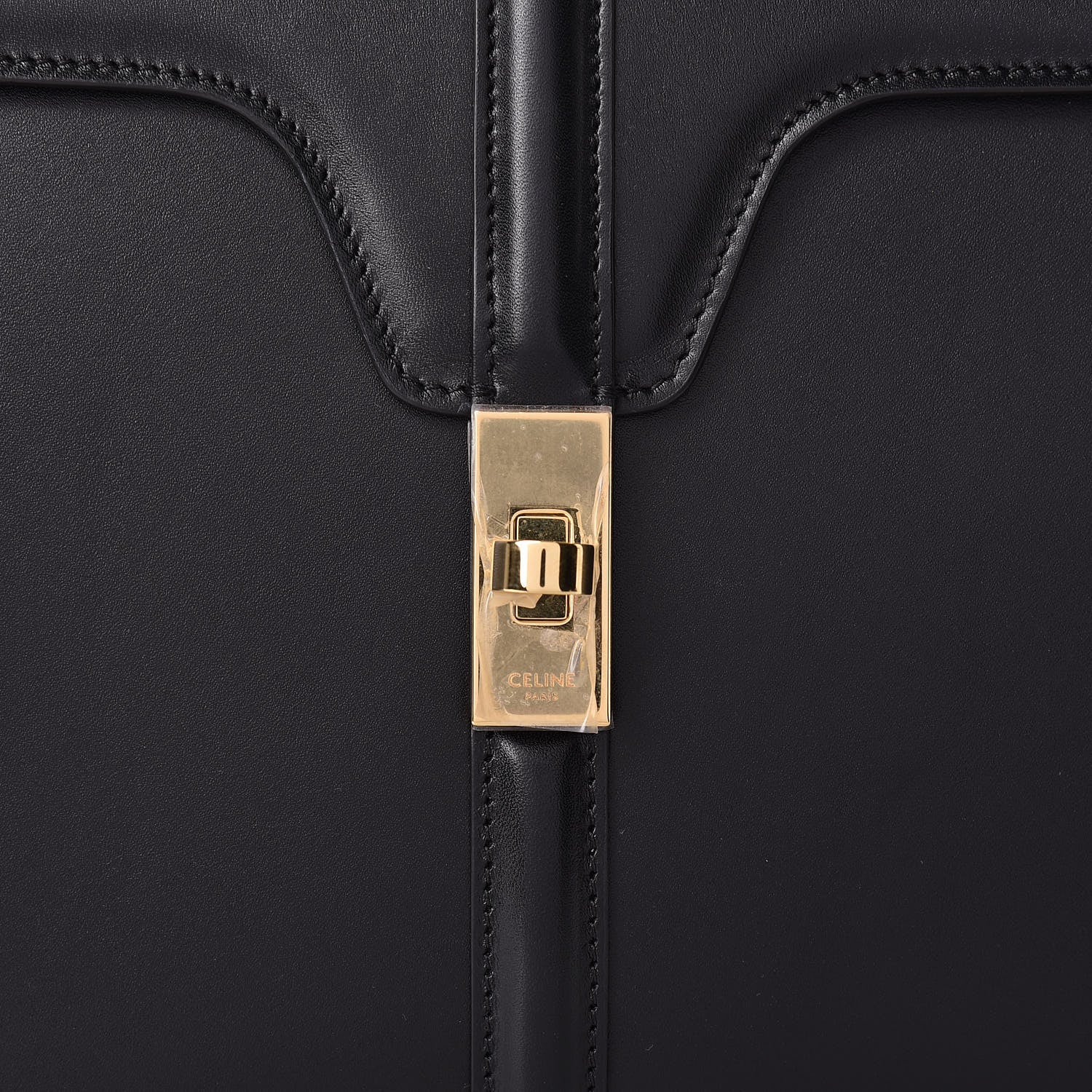 Celine Satinated Calfskin Medium 16 Top Handle Bag Black 10 of 14