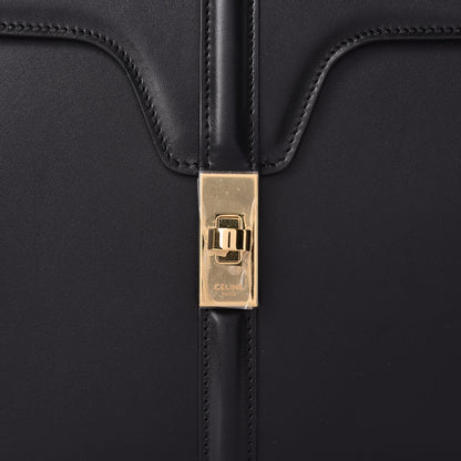 Celine Satinated Calfskin Medium 16 Top Handle Bag Black 10 of 14