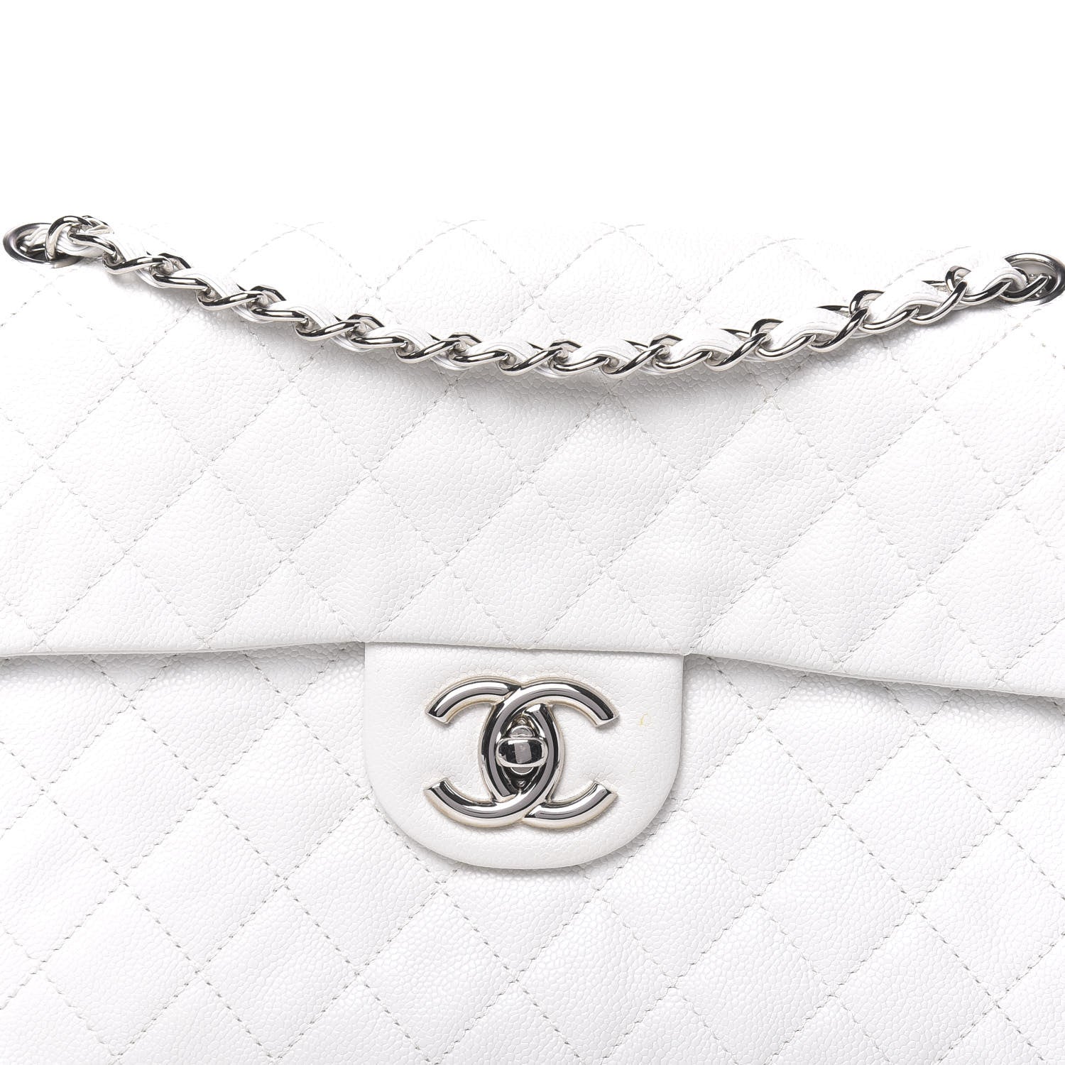 Chanel Caviar Quilted Maxi Single Flap White 13 of 14