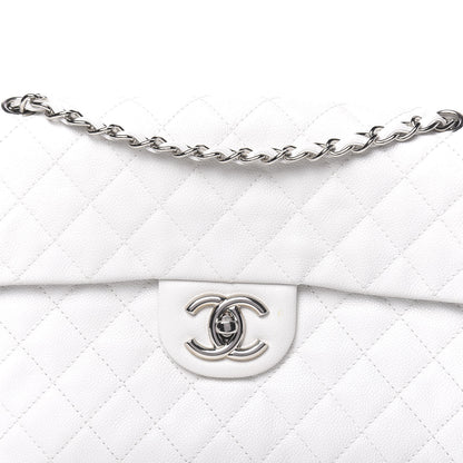 Chanel Caviar Quilted Maxi Single Flap White 13 of 14