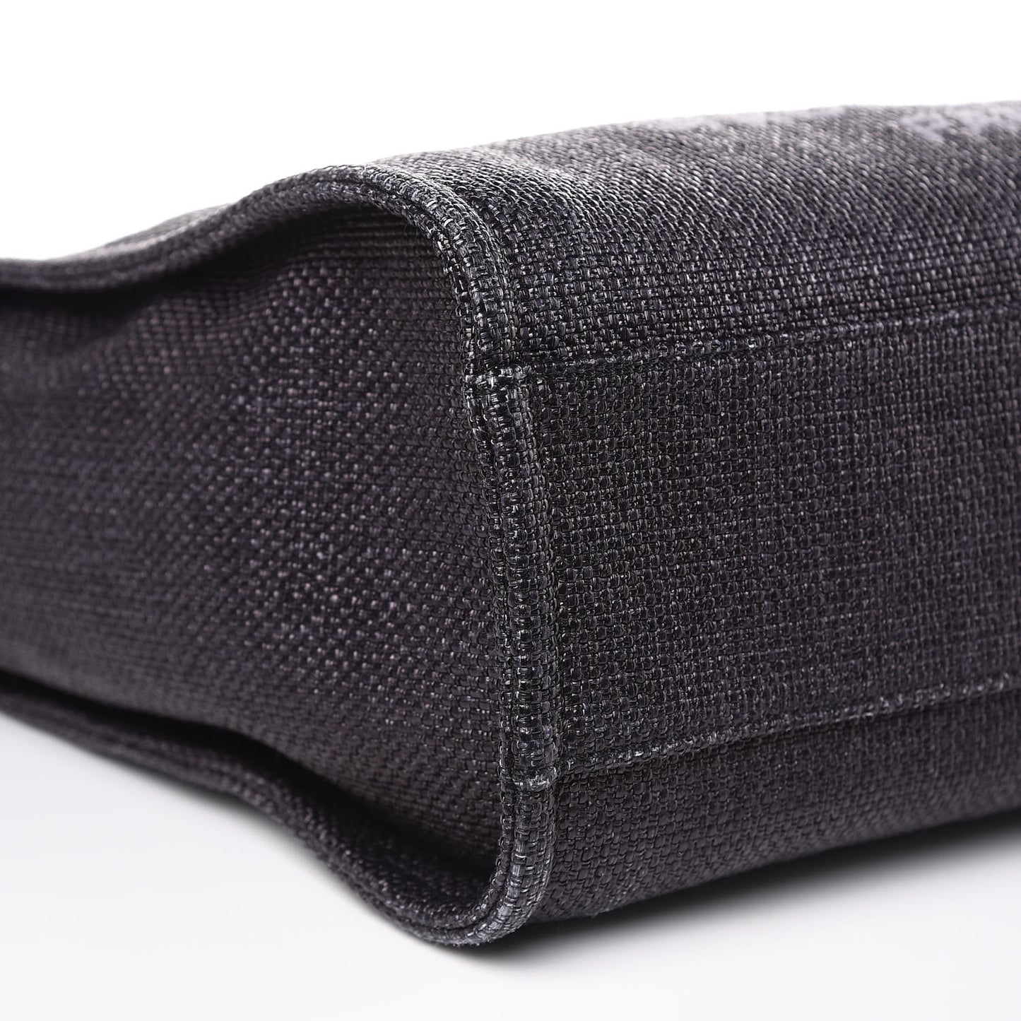 Woven Straw Raffia Small Deauville Tote Black