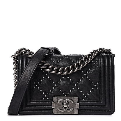Chanel Crumpled Lambskin Small Studded Boy Flap Black 1 of 12
