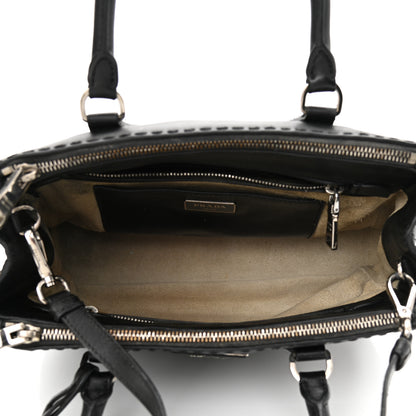 Prada City Calf Hand Stitched Small Galleria Double Zip Tote Black 7 of 12