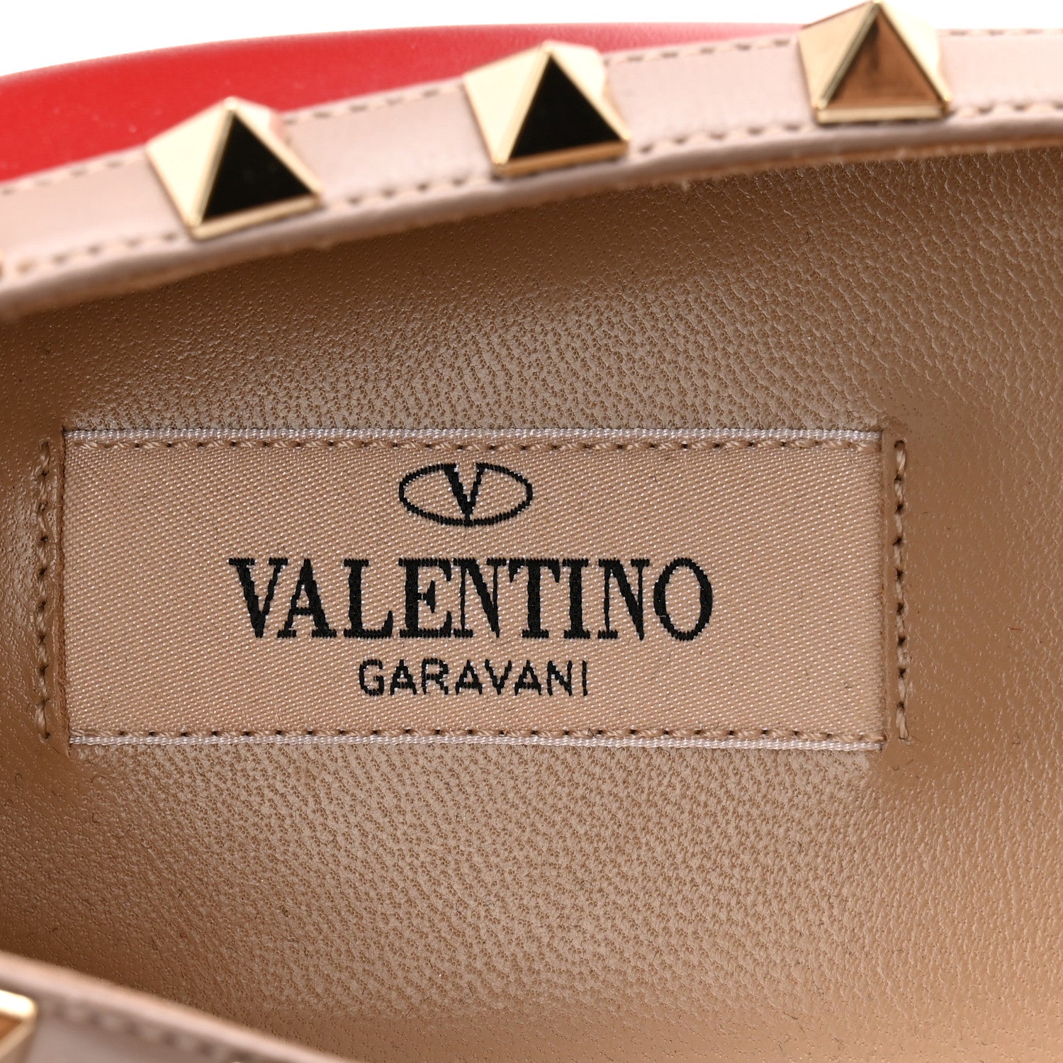 Valentino Garavani Calfskin Nappa Rockstud Ballerina Flats 38.5 Rosso Valentino Poudre 6 of 12
