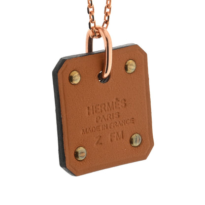 Hermes Rose Gold Plated Swift As De Coeur Necklace Black 4 of 6
