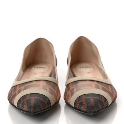 Fendi Mesh FF Skimmer Ballerina Flats 40 Tobacco Moro Black 2 of 9