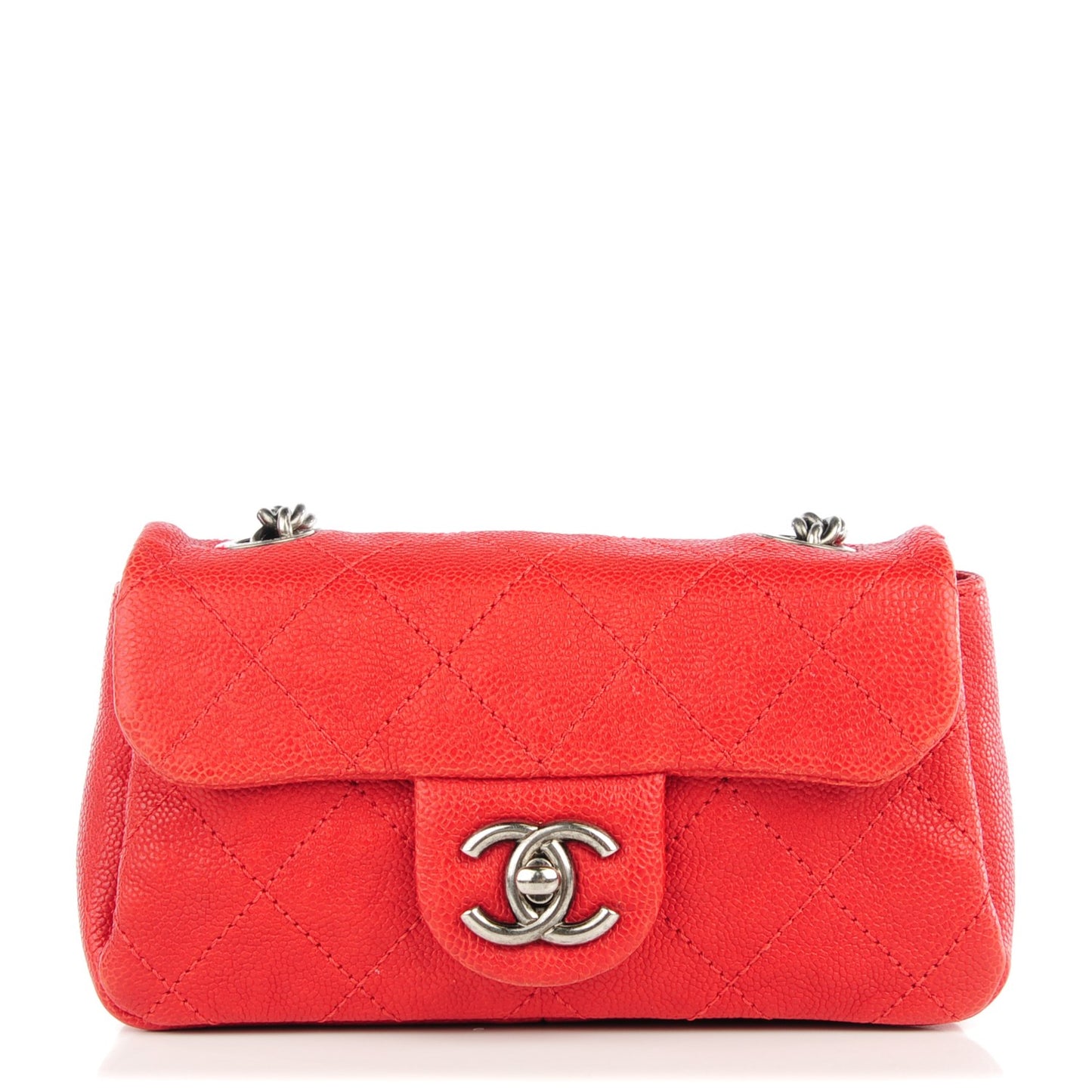 Caviar Quilted Mini Simply CC Flap Red
