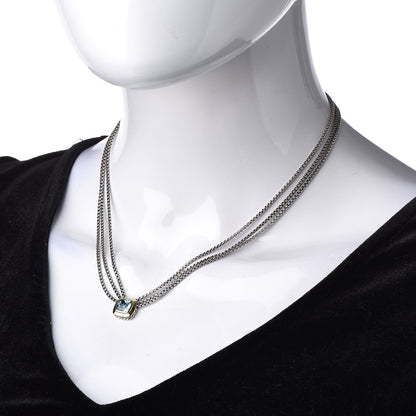 David Yurman Sterling Silver 18K Yellow Gold Blue Topaz Albion Multi-Strand Pendant Necklace 2 of 6