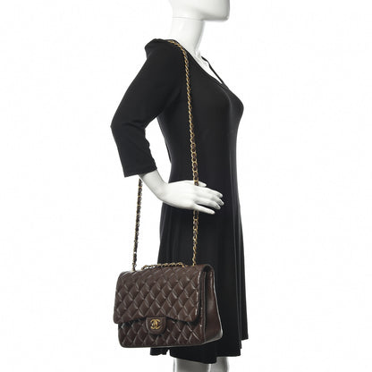 Chanel Lambskin Quilted Jumbo Single Flap Dark Brown 2 of 13