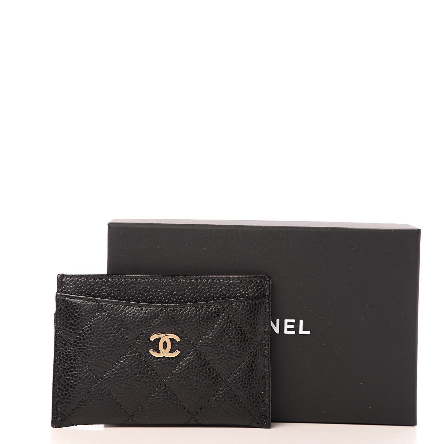 Caviar Quilted Card Holder Black