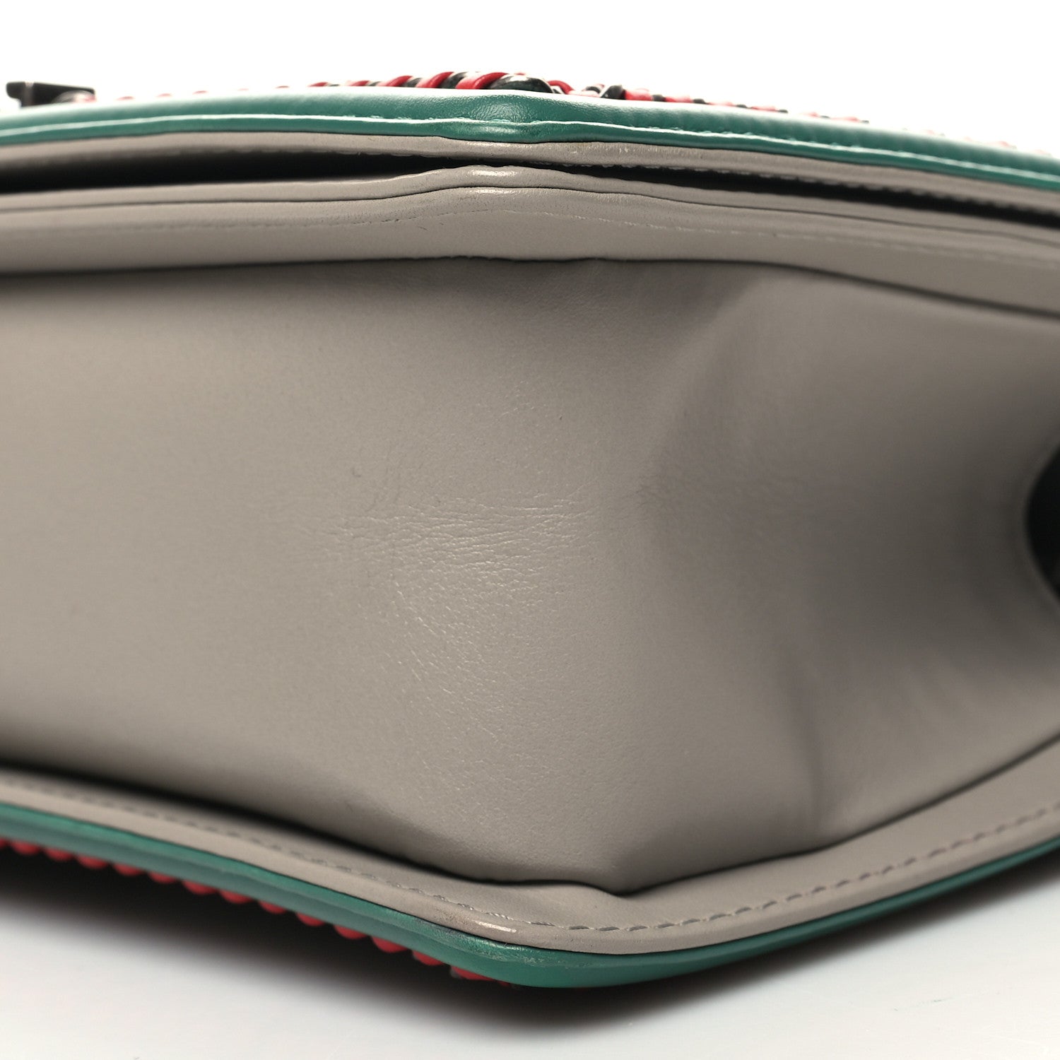 Chanel Lambskin Quilted Medium Top Handle Boy Flap Grey Green Red 10 of 10