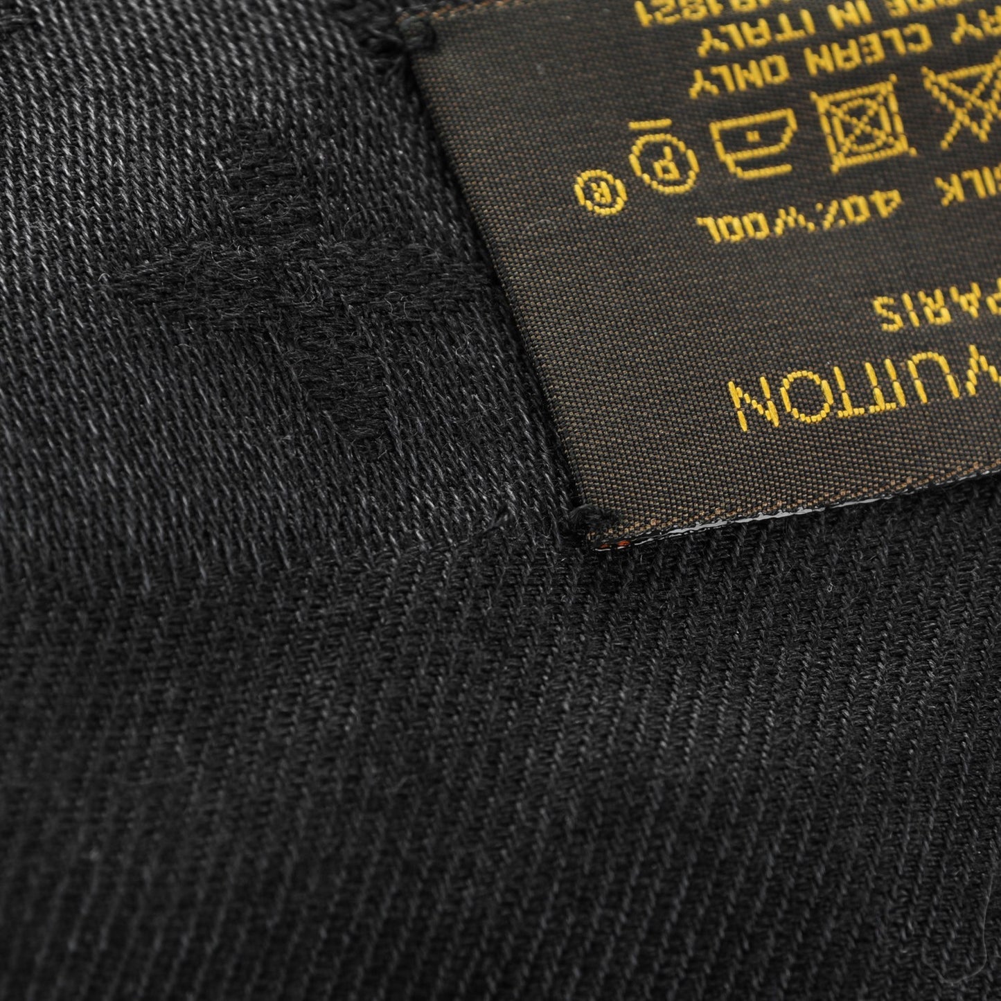 Silk Wool Monogram World Tour Shawl Black