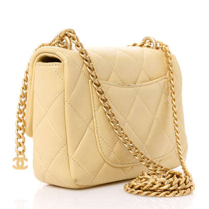Chanel Lambskin Enamel Quilted Mini Pending CC Square Flap Yellow 3 of 14