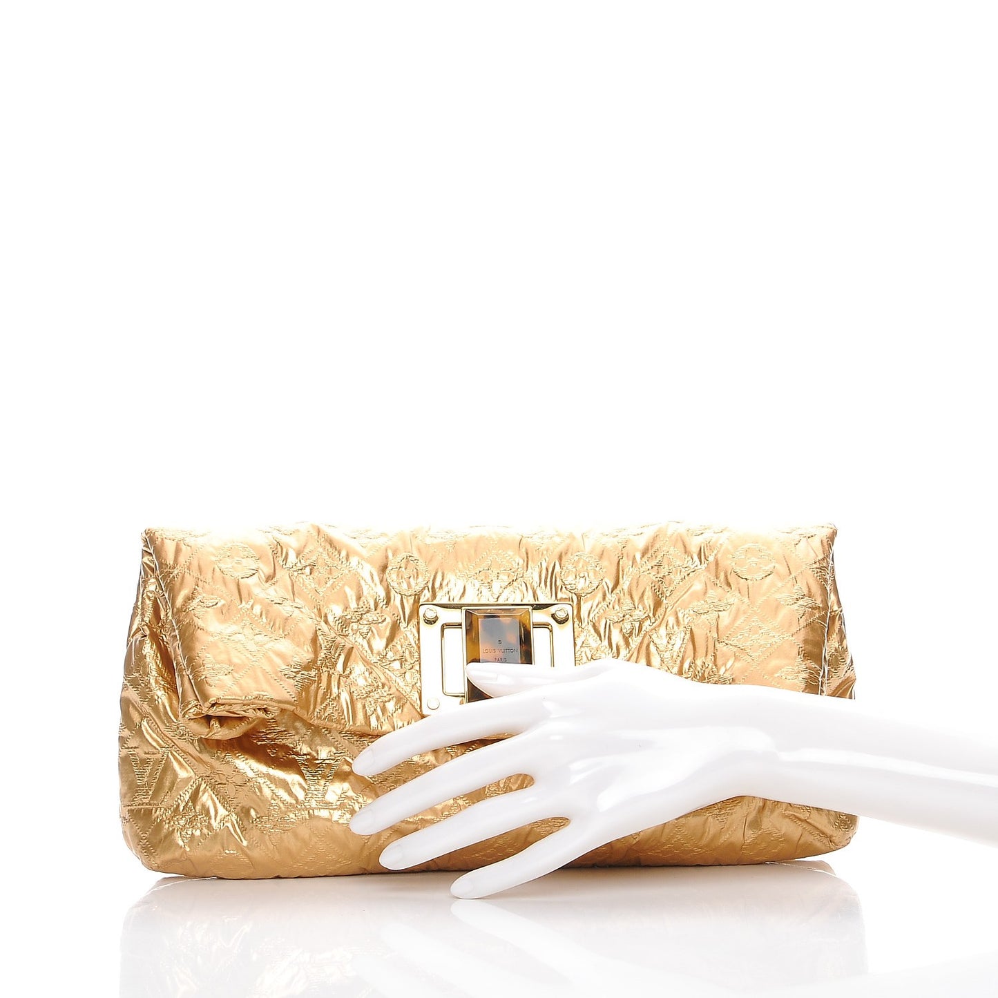 Jacquard Quilted Monogram Altair Clutch Gold