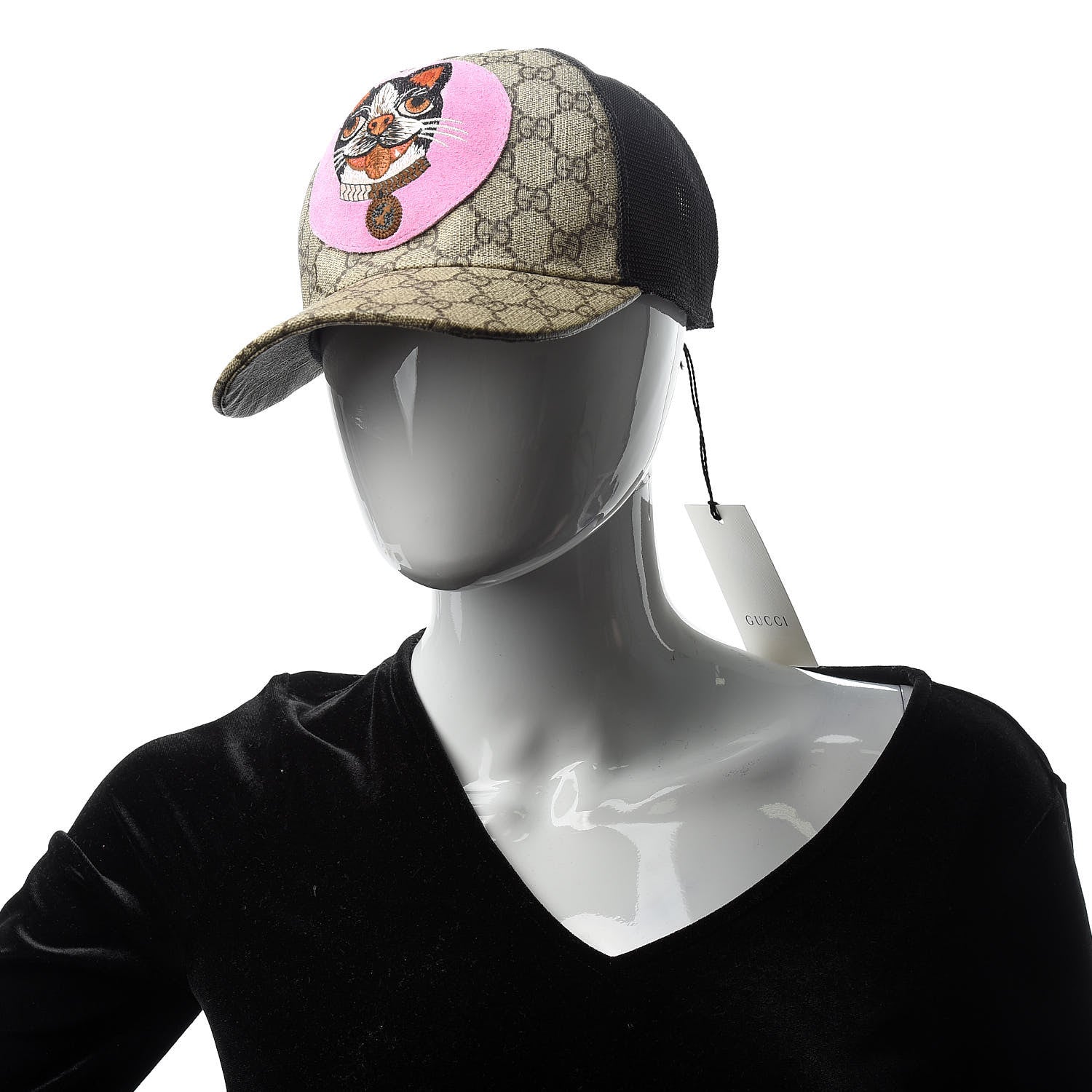 Gucci GG Supreme Monogram Bosco Patch Baseball Hat 59 Beige Malva 2 of 7