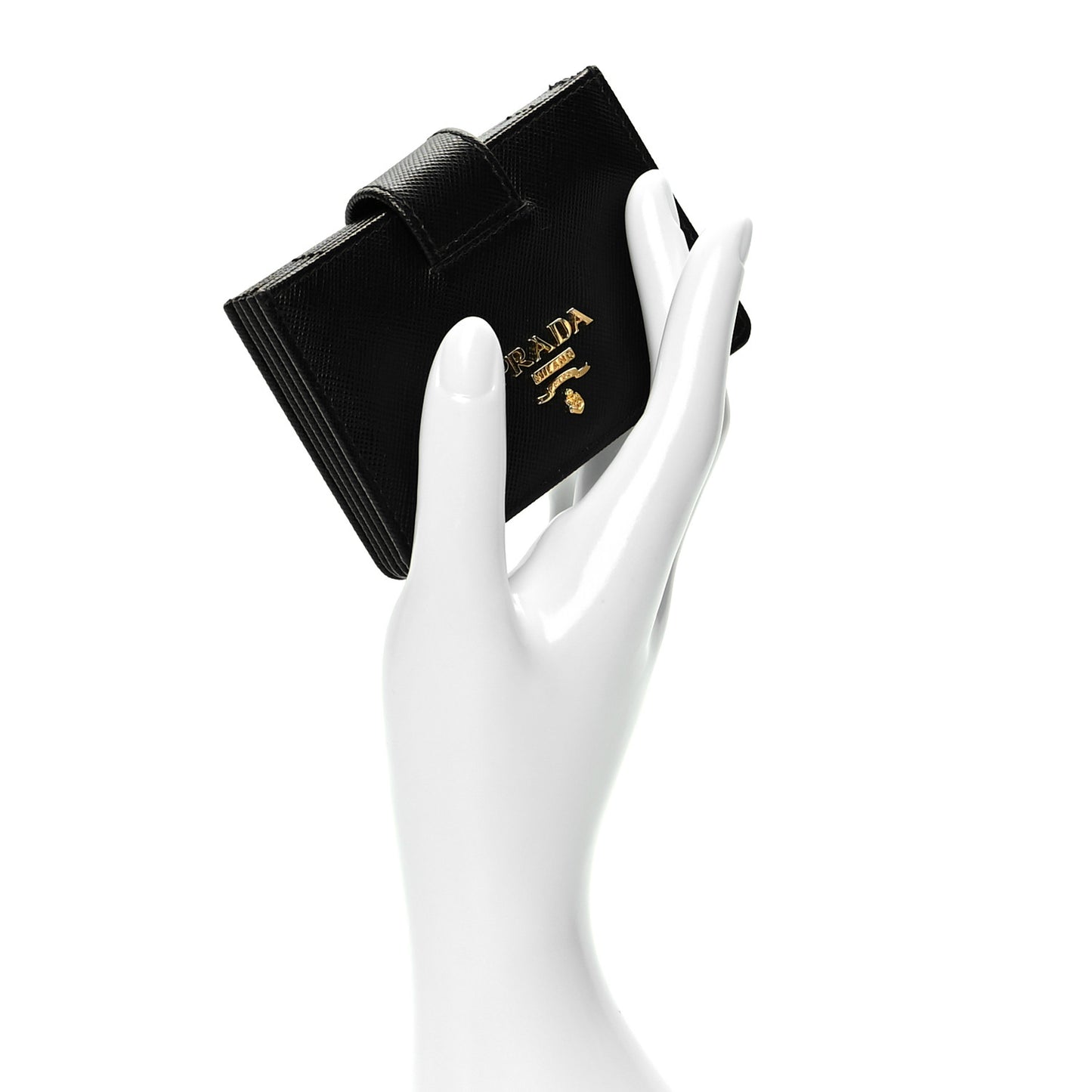 Saffiano Metal Gusseted Card Holder Black