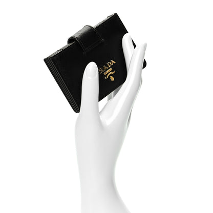 Prada Saffiano Metal Gusseted Card Holder Black 2 of 6