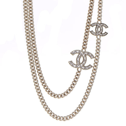 Chanel Quilted CC Long Chain Necklace Gold Pearly White 1 of 7