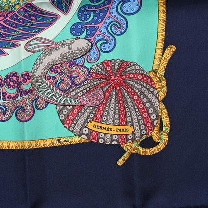 Hermes Silk Grands Fonds Scarf 90 Bleu 2 of 4