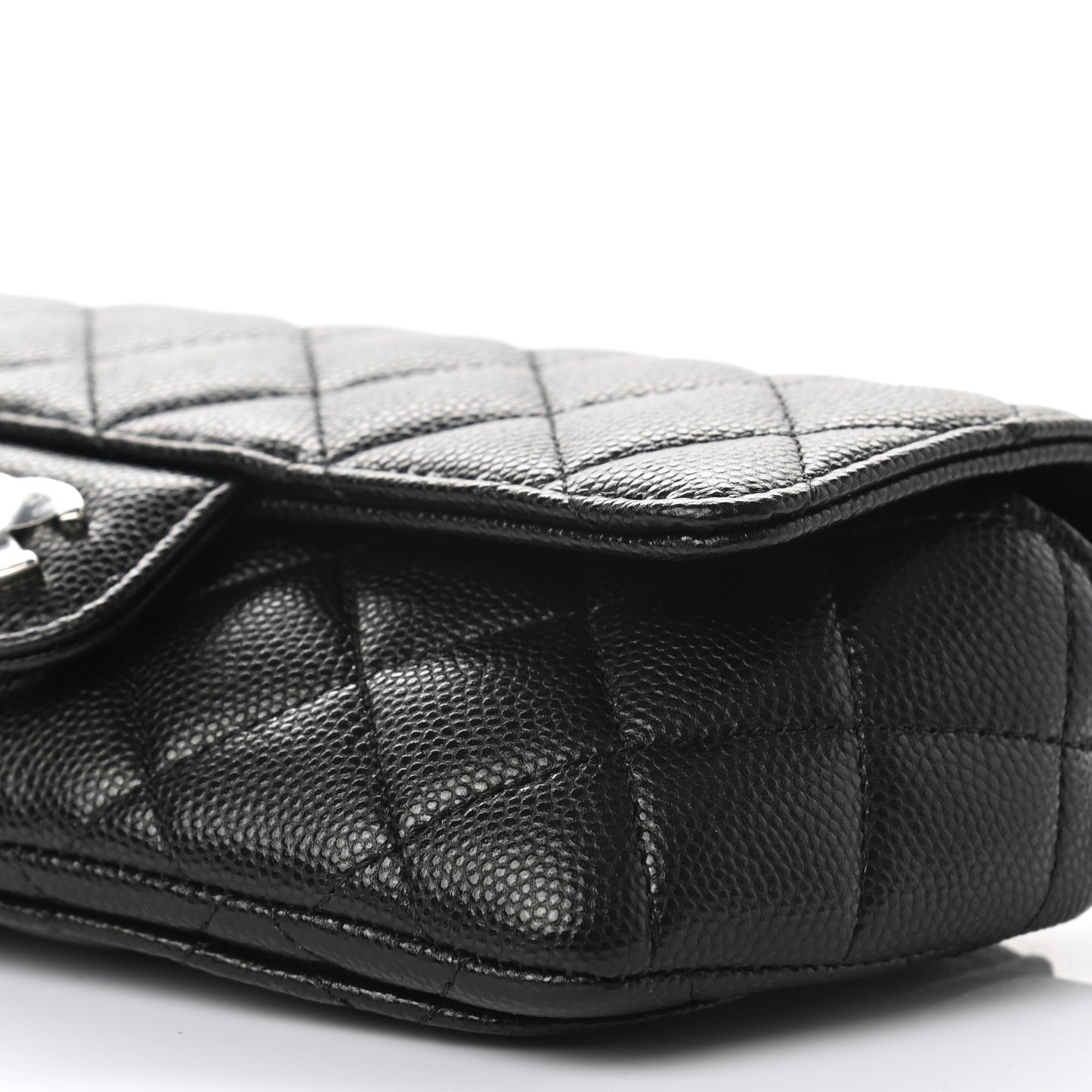 Caviar Quilted Glasses Case With Chain Black