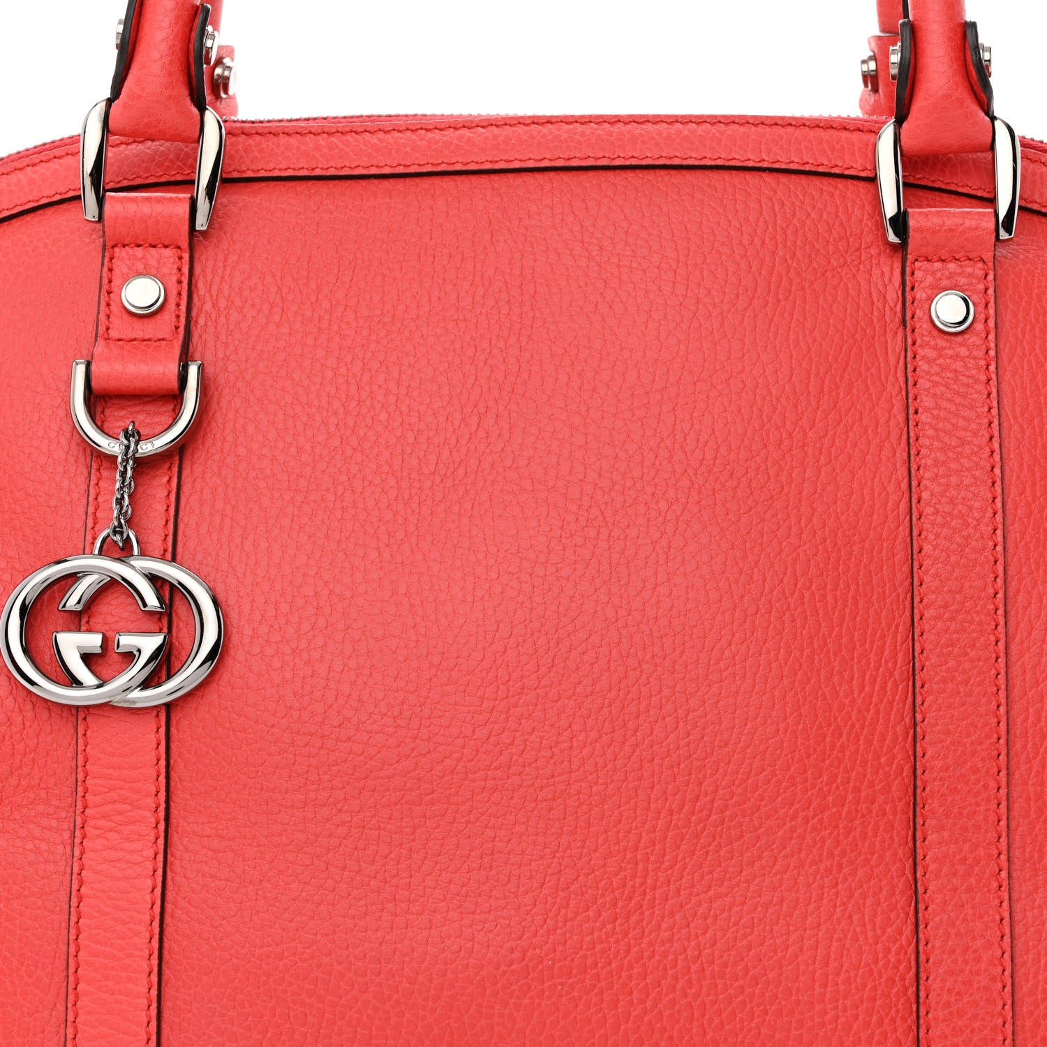 Gucci Dollar Calfskin Medium GG Charm Dome Satchel Sporting Red 9 of 11