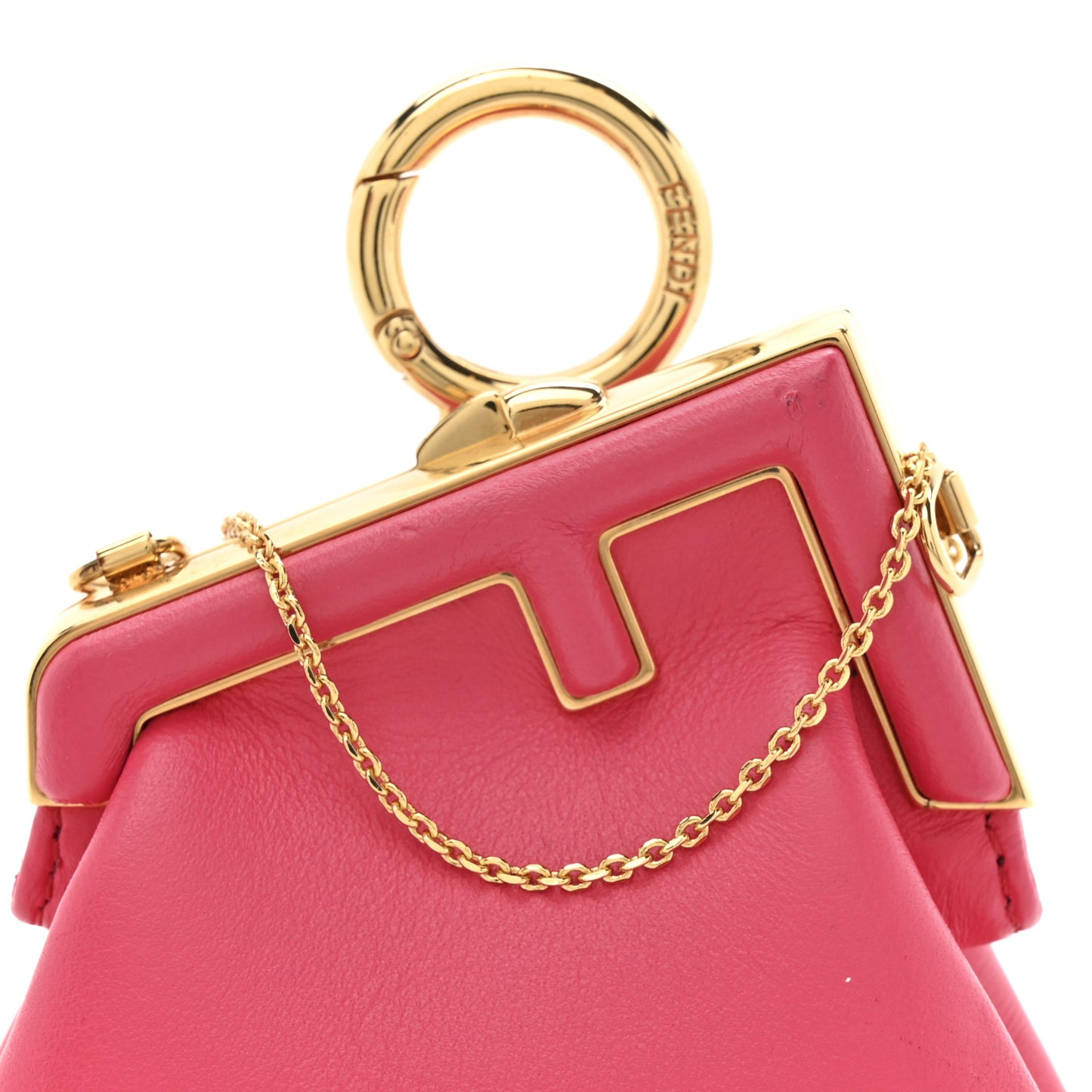 Shiny Nappa Nano Fendi First Bag Charm Lampone
