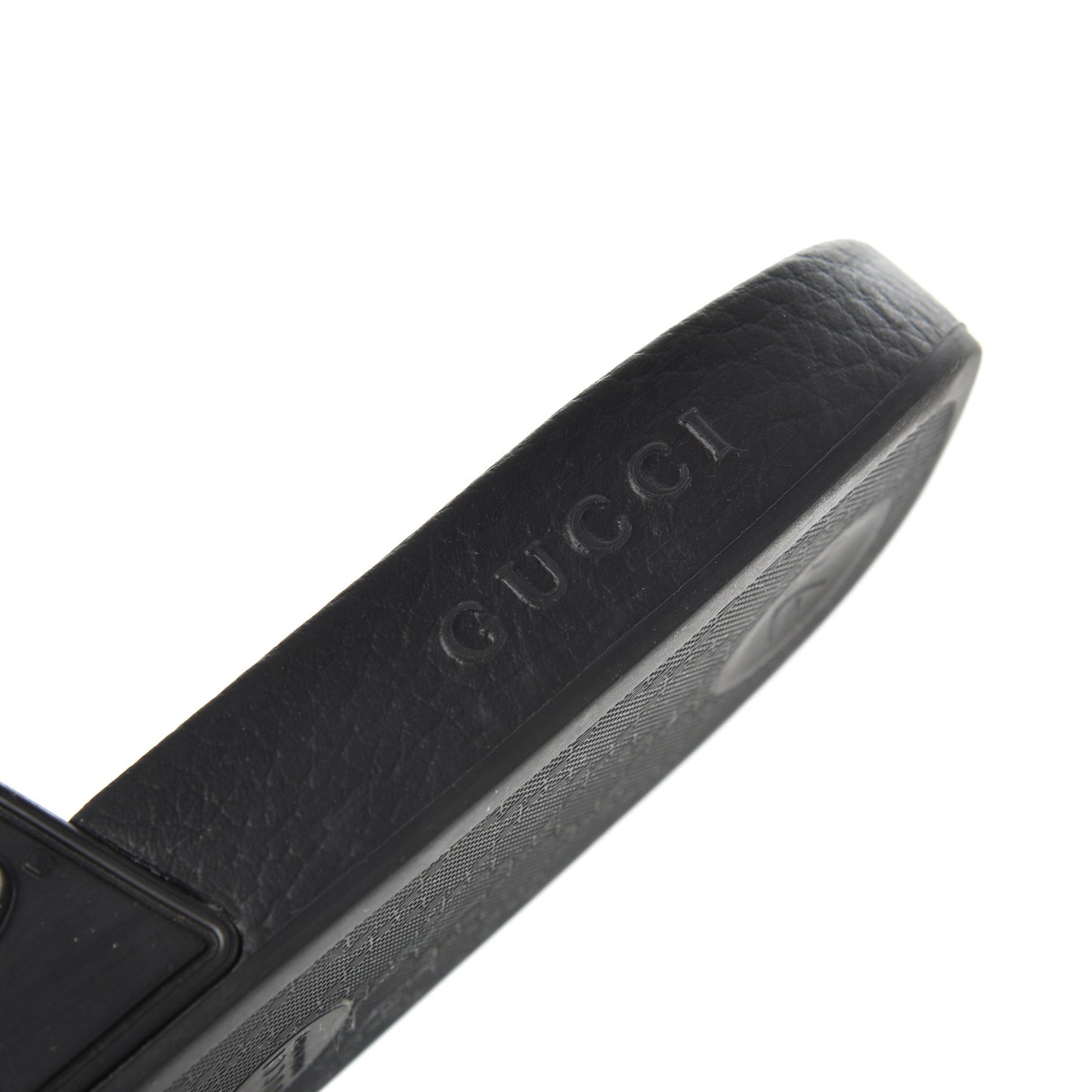 Rubber GG Monogram Mens Slide Sandals 6 Black