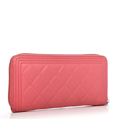 Chanel Caviar Quilted Large Boy Zip Around Wallet Coral 2 of 4